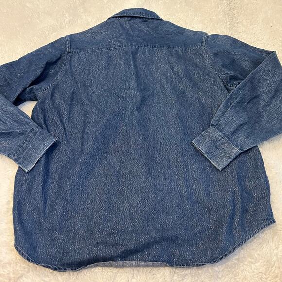 VTG Disney Denim Button Up Shirt Women Sz Lrg Minnie/Mickey Christmas Cotton - Picture 6 of 7